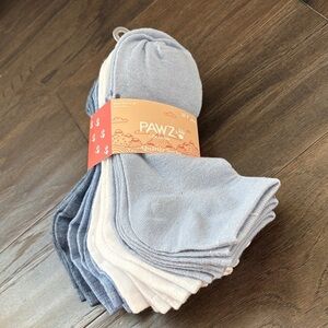 Pawz Bearpaw 10 pr. quarter socks,super soft, light, blues/white, shoe size 5-10